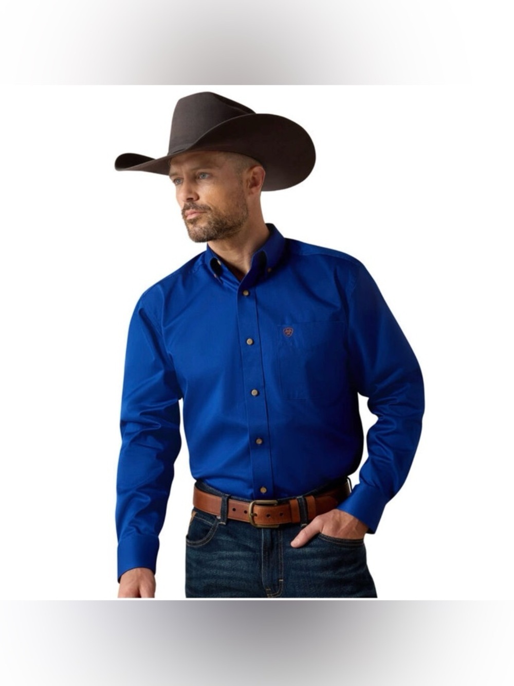 Ariat Men’s Royal Blue Long Sleeve Button-Down Western Shirt size S/P